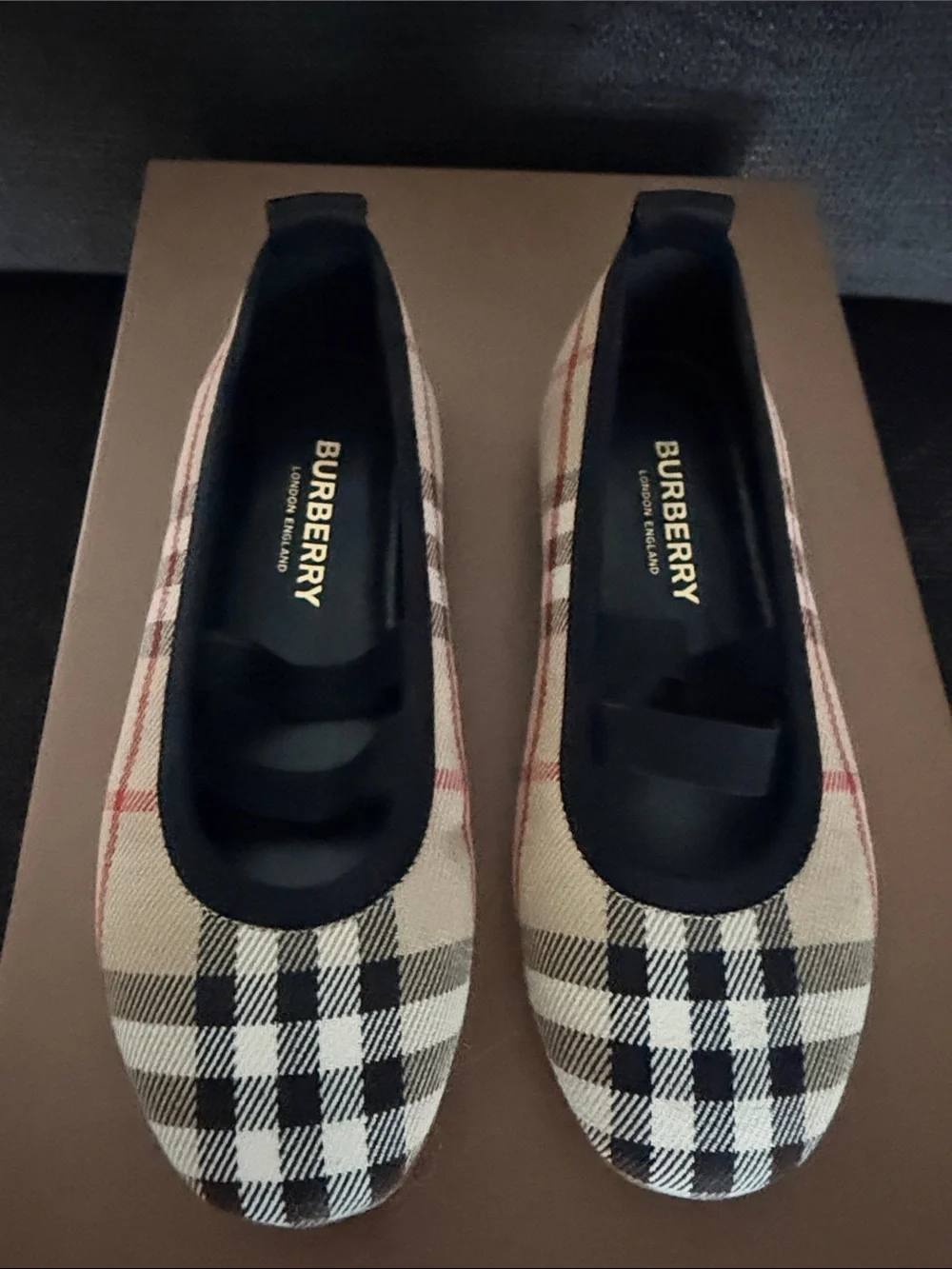 Burberry Beige Check Ballet Flats- kids 10.5